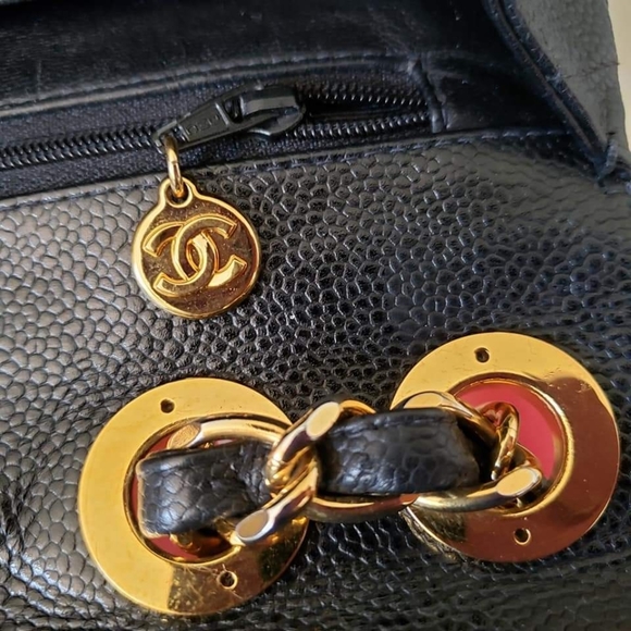 Chanel classic single flap black caviar gold hw bag jumbo - Picture 13 of 14